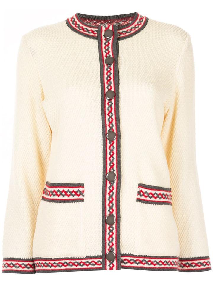 Yves Saint Laurent Pre-owned Collarless Button-down Cardigan - White