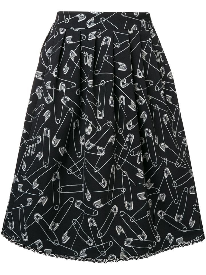 Love Moschino Pin Print Flared Skirt - Black