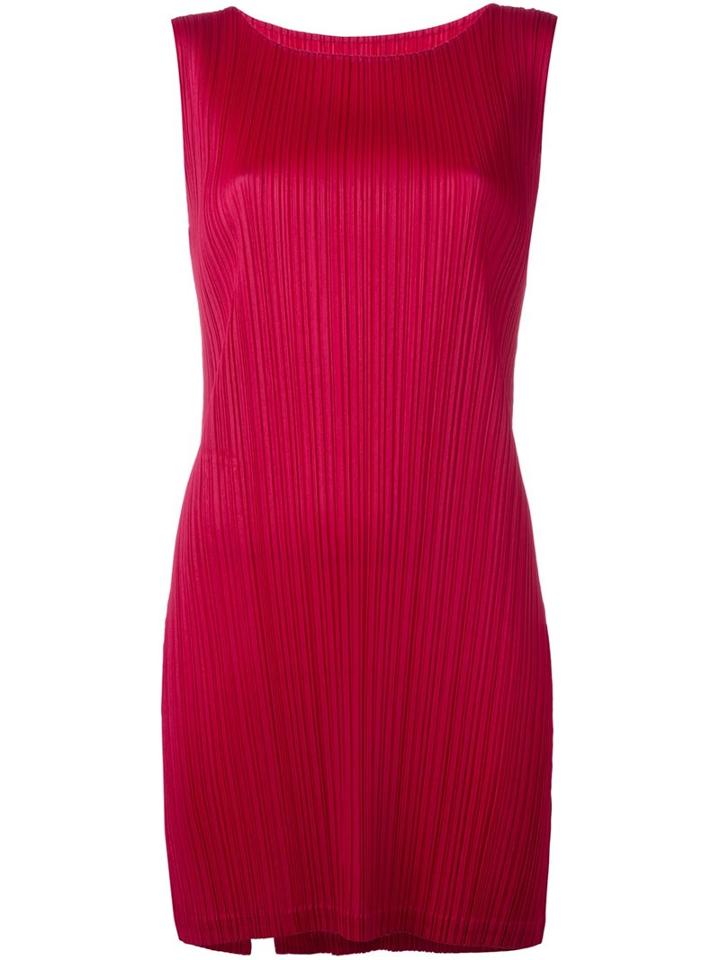 Pleats Please By Issey Miyake Ribbed Long Tank, Women's, Size: 4, Pink/purple, Polyester