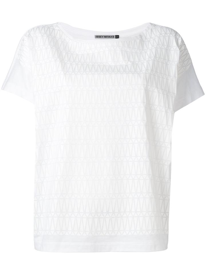 Issey Miyake - Boxy Printed Top - Women - Polyester - 3, Women's, White, Polyester