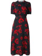 Mcq Alexander Mcqueen Japanese Flower Print Belted Dress - Black