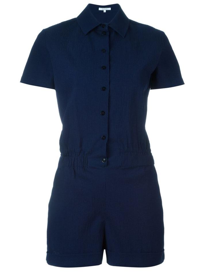Carven Seersucker Playsuit, Women's, Size: 36, Blue, Cotton/spandex/elastane