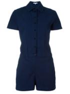 Carven Seersucker Playsuit, Women's, Size: 36, Blue, Cotton/spandex/elastane