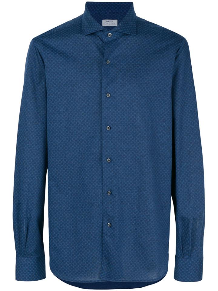 Orian Patterned Button Shirt - Blue
