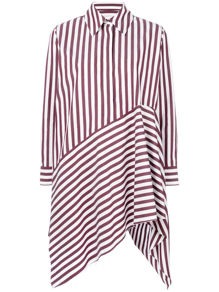 Marques'almeida Striped Asymmetric Shirt Dress - Red