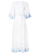 Gül Hürgel Embroidered Trim Belted Dress, Women's, Size: Small, White, Cotton/linen/flax