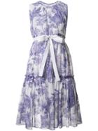 Rochas Printed Flared Dress, Women's, Size: 38, Pink/purple, Cotton