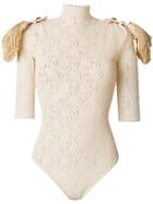 Nina Ricci Fringed Epaulette Lace Body - Nude & Neutrals
