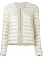 Moncler Ribbon Trim Padded Jacket, Women's, Size: 4, Nude/neutrals, Polyamide/feather Down