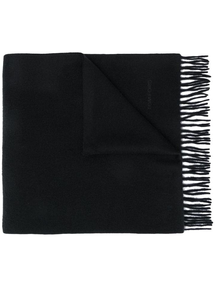 Tom Ford Fringed Cashmere Scarf - Black