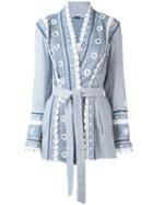 Dodo Bar Or Printed Kimono Jacket, Women's, Size: Small, Blue, Cotton