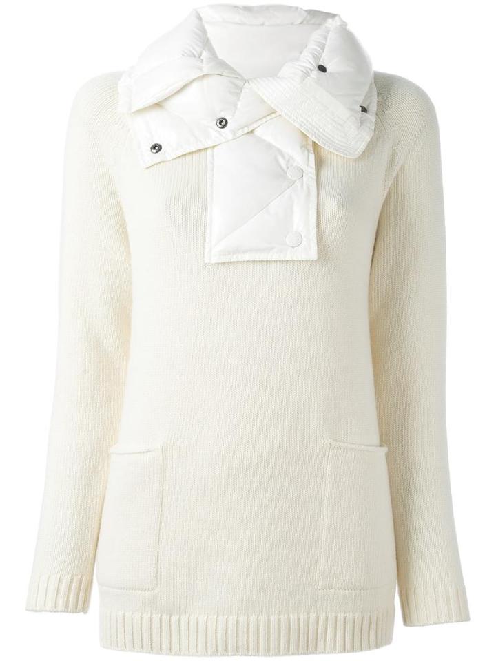 Moncler Padded Sweater, Women's, Size: Medium, White, Cashmere/wool/polyamide/feather Down