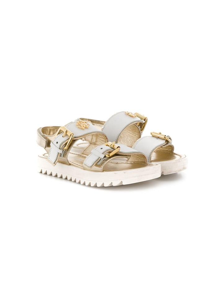 Roberto Cavalli Junior Teen Buckled Logo Sandals - White