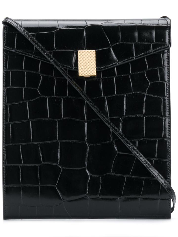 Victoria Beckham Croco Embossed Postina Bag - Black