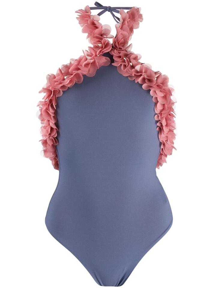 La Reveche Khalifa Flower Appliqué Swimsuit - Blue