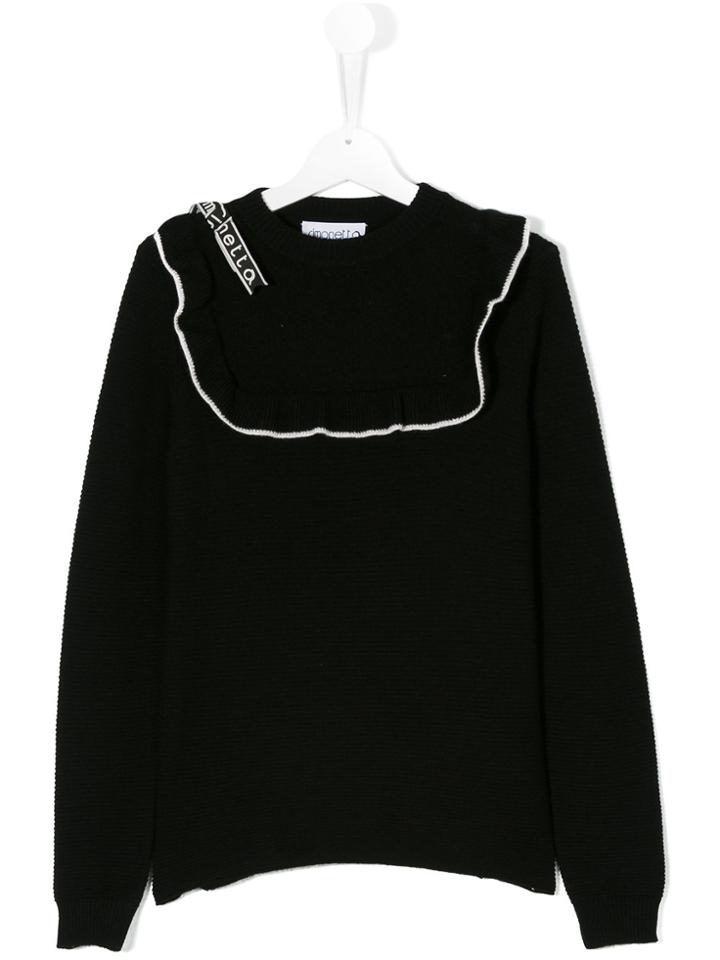 Simonetta Ruffle-trimmed Jumper - Black