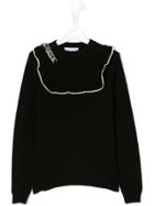 Simonetta Ruffle-trimmed Jumper - Black