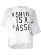 Sacai - Stripe Sleeve T-shirt - Women - Cotton/polyester/cupro - 3, White, Cotton/polyester/cupro