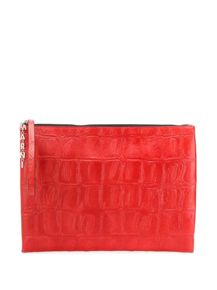 Marni Logo Charm Clutch - Red