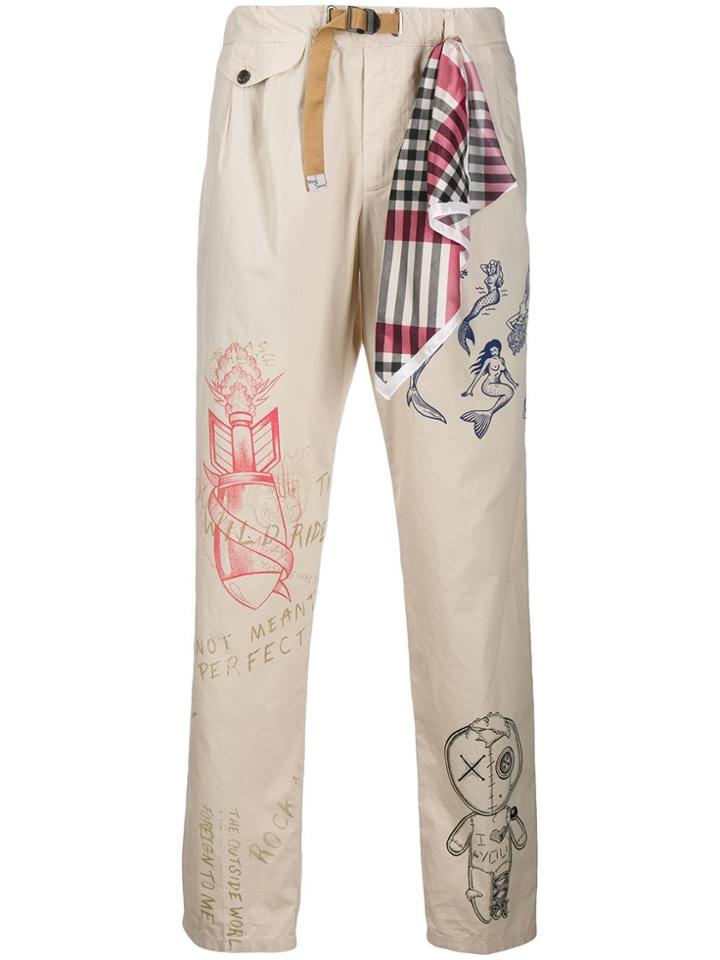 White Sand Graphic Print Trousers - Neutrals