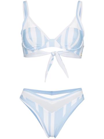 Ambra Maddalena Puppy Love Striped High Waist Bikini - Blue