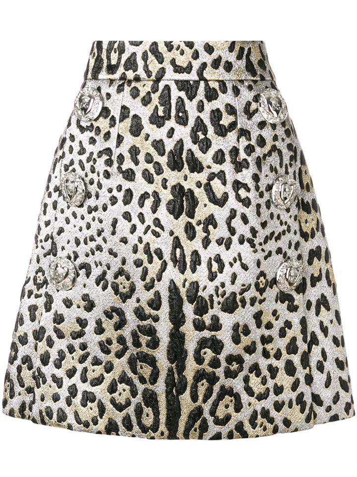 Dolce & Gabbana Leopard Print Pelmet Skirt - Metallic
