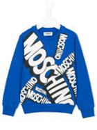 Moschino Kids Logo Print Sweatshirt, Boy's, Size: 6 Yrs, Blue