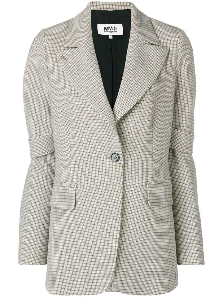 Mm6 Maison Margiela Check Tailored Fitted Blazer - Neutrals