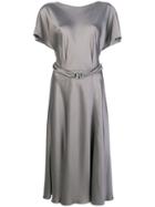 Alberta Ferretti Wrap Back Midi Dress - Grey