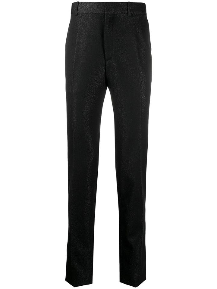 Alexander Mcqueen Glittered Tailored Trousers - Black