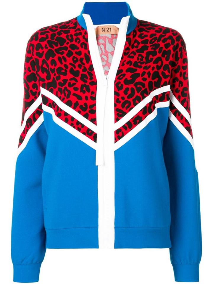 Nº21 Leopard-print Zipped Sweatshirt - Blue