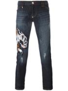 Philipp Plein Embroidered Lion Jeans, Men's, Size: 33, Blue, Cotton/spandex/elastane