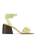 Framed Wooden Heels Sandals - Green