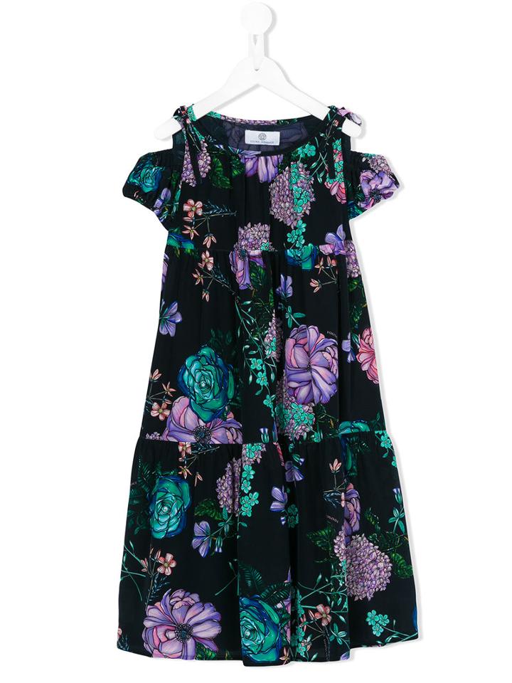 Young Versace - Cold Shoulder Dress - Kids - Silk - 8 Yrs, Girl's, Blue