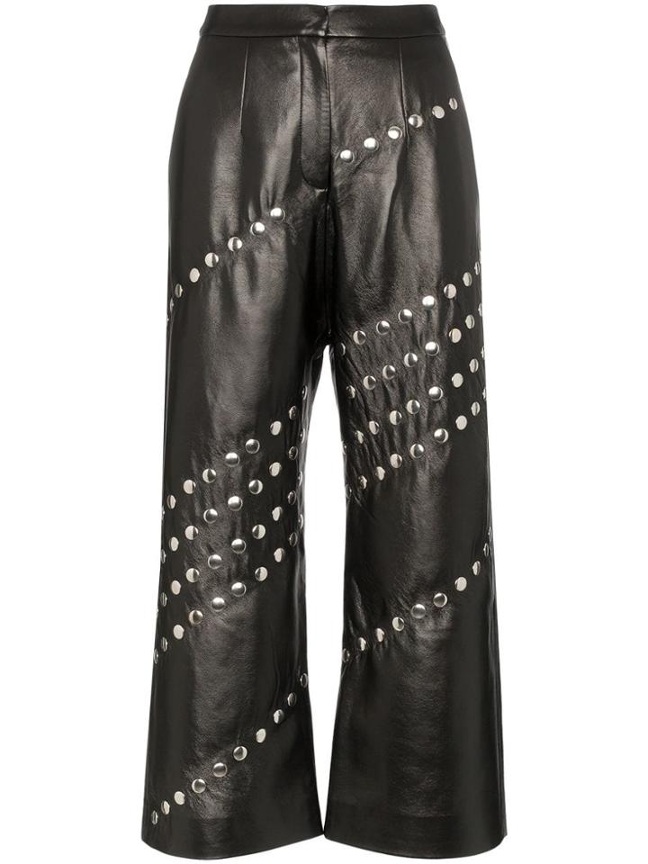 Matériel Studded Wide Leg Faux Leather Trousers - Black