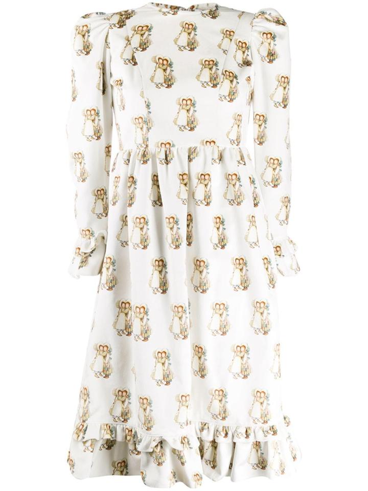 Batsheva Holly And Bobbie Print Midi Dress - White