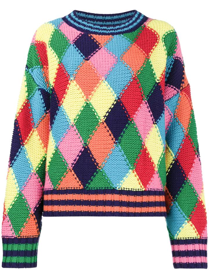 Mira Mikati Crew Neck Jumper With Diamond Pattern - Multicolour