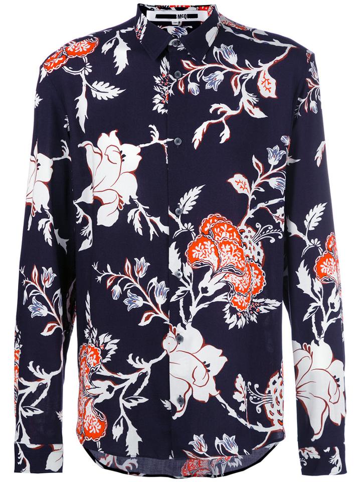 Mcq Alexander Mcqueen Bohemian Floral Shirt, Men's, Size: 46, Black, Viscose