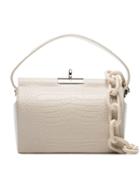 Gu De Ivory Milk Medium Croc Print Chain Strap Leather Shoulder Bag -