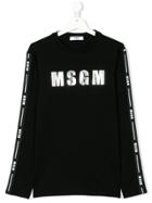 Msgm Kids Teen Long-sleeve Logo Top - Black