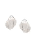 Susan Caplan Vintage 1980s D'orlan Ribbed Earrings - Silver