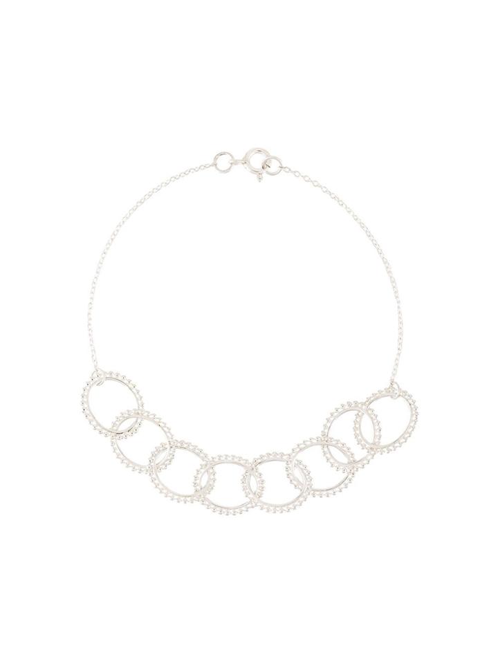 Natalie Marie Dotted Oval Chain Bracelet - Silver