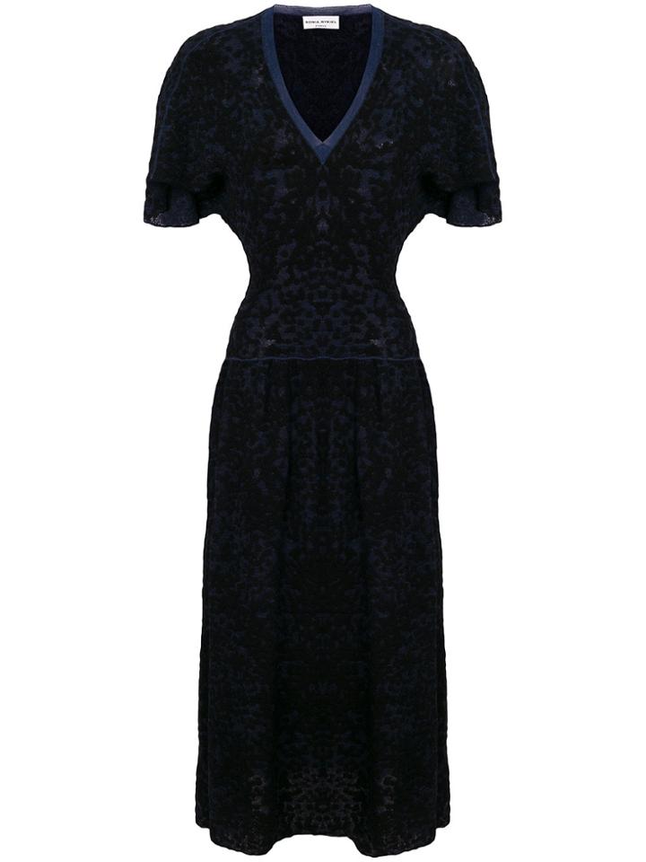 Sonia Rykiel Plumetis Cinched Waist Dress - Black