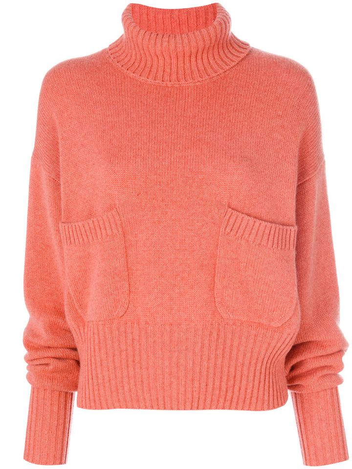 Chloé - Ruched Sleeve Sweater - Women - Cashmere - M, Yellow/orange, Cashmere