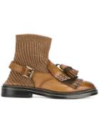 Santoni Tassel Detail Sock Boots - Brown