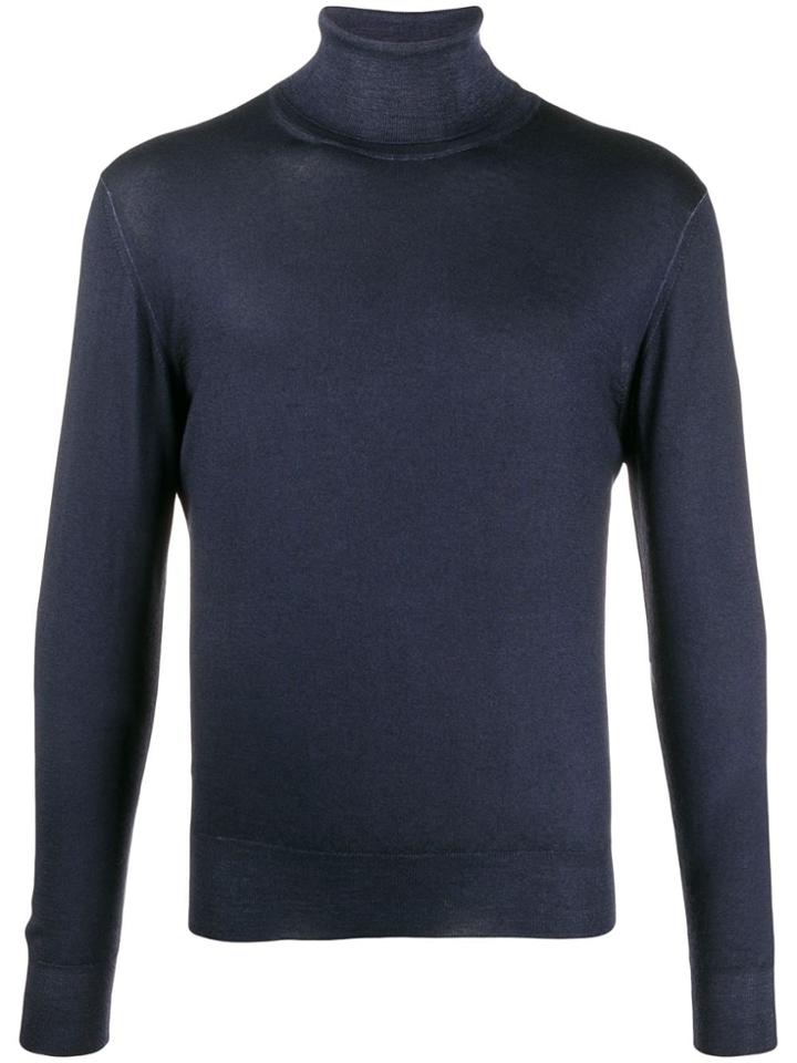 Lamberto Losani Turtleneck Slim-fit Jumper - Navy