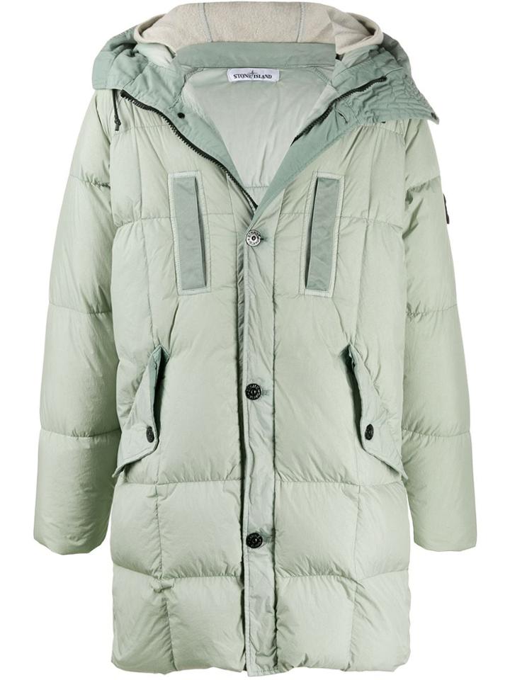 Stone Island Quilted Down Parka - Green