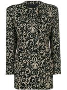 Versace Vintage Floral Patterned Coat - Black