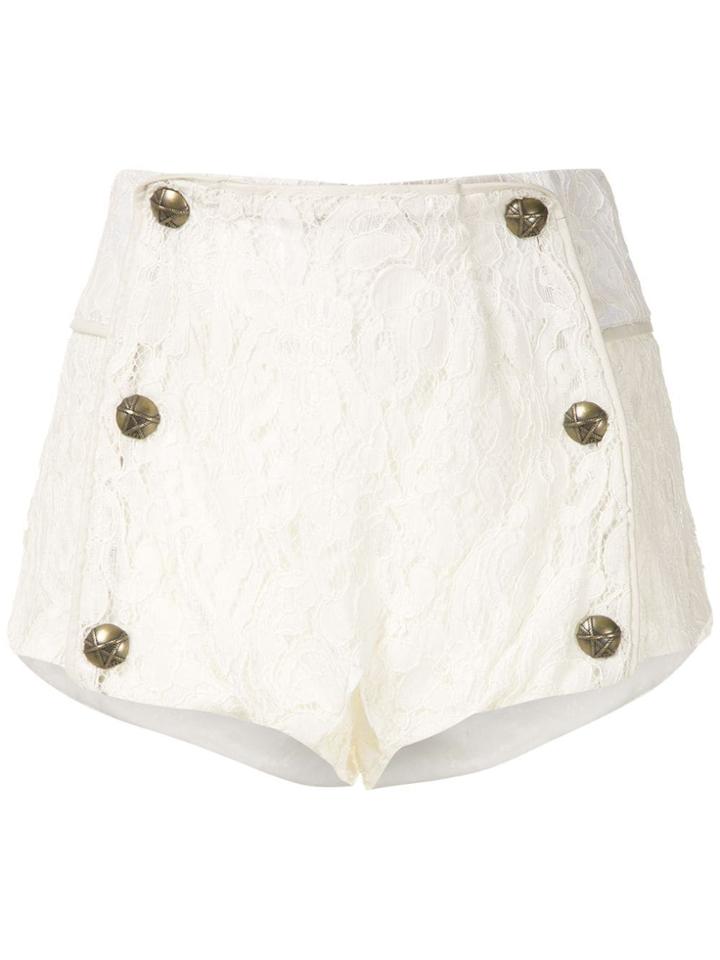 Andrea Bogosian Lace Buttoned Shorts - White