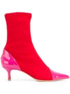 Aldo Castagna Kitten Heel Sock Boots - Red